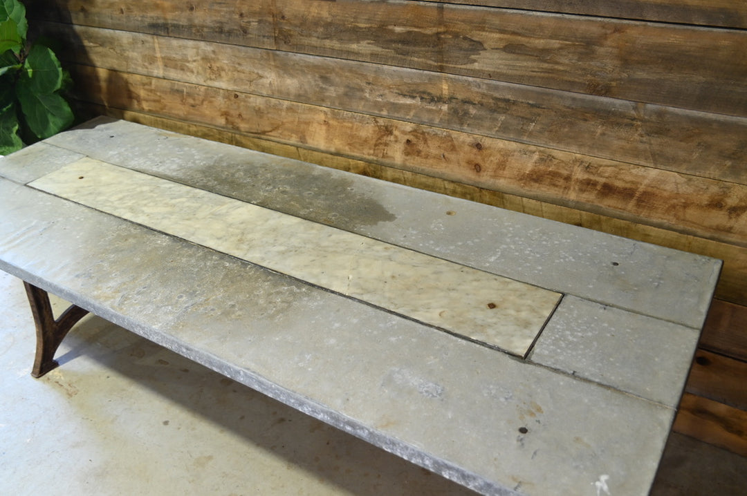 Stunning Lead Table with Marble Inlay