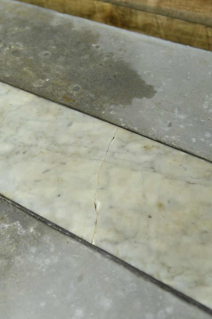 Stunning Lead Table with Marble Inlay