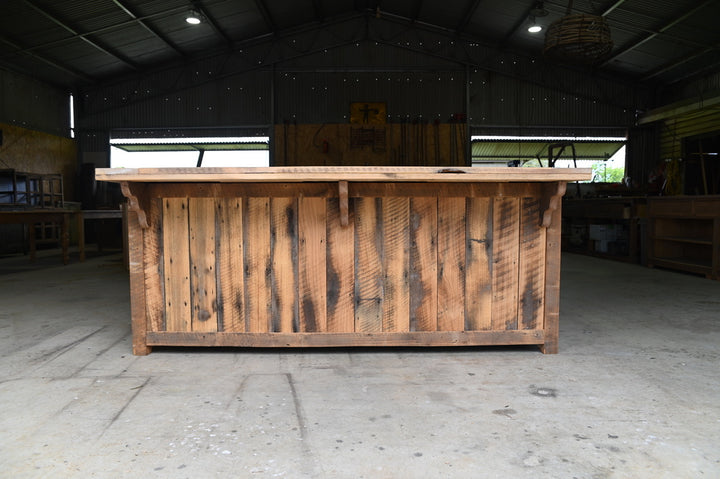 Rustic Yellow Teak and Hoop Pine Island Bench