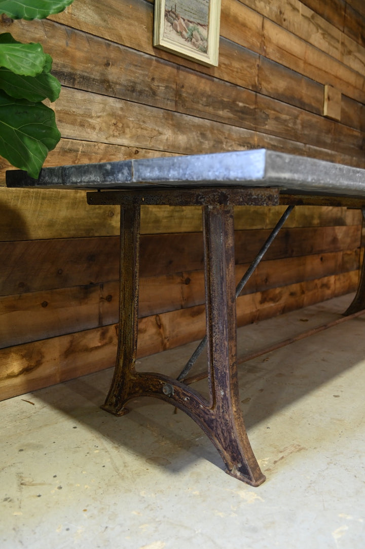 Stunning Lead Table with Marble Inlay