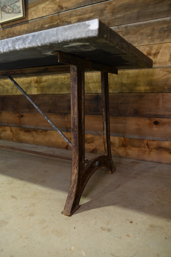 Stunning Lead Table with Marble Inlay