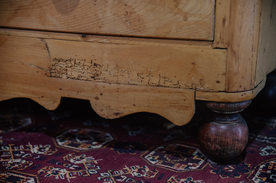 Antique Cornish Pine Bow fronted Chest of Drawers