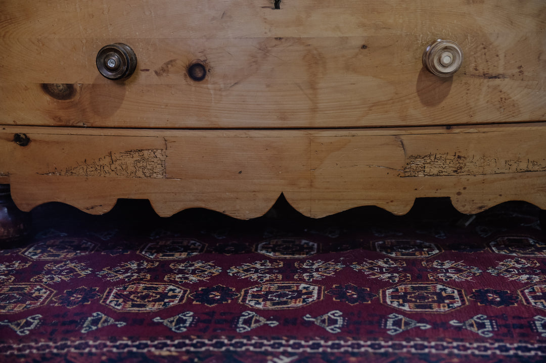 Antique Cornish Pine Bow fronted Chest of Drawers