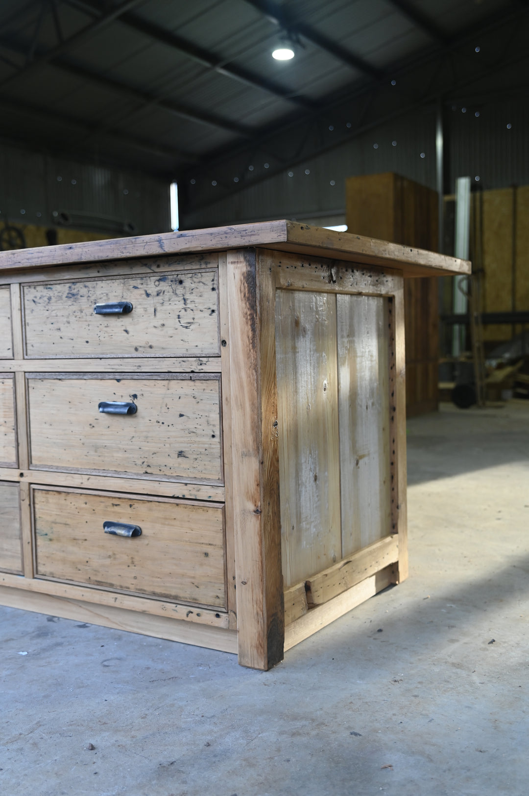 Reclaimed Antique Pine Island Bench