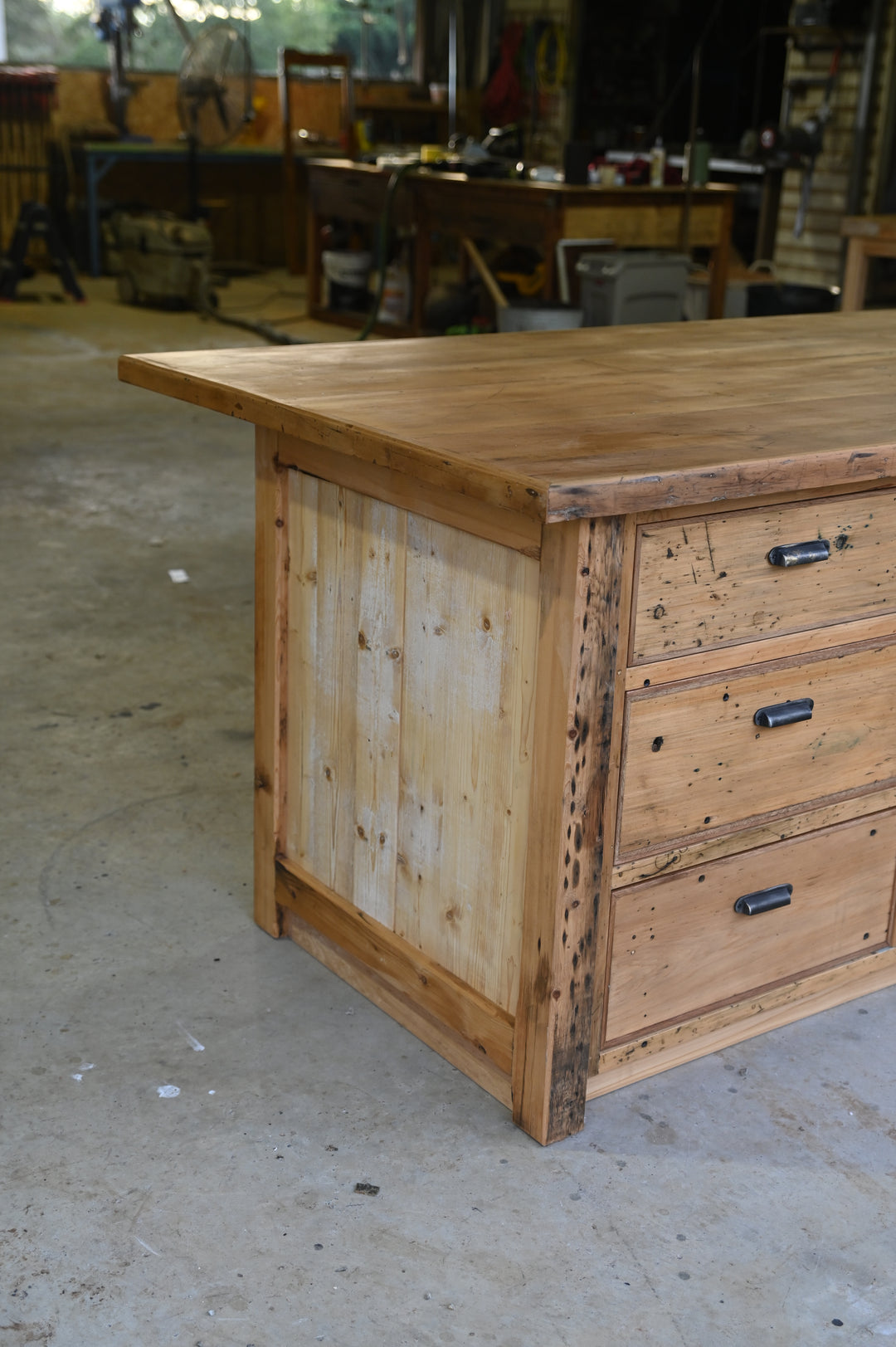 Reclaimed Antique Pine Island Bench