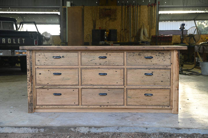 Reclaimed Antique Pine Island Bench