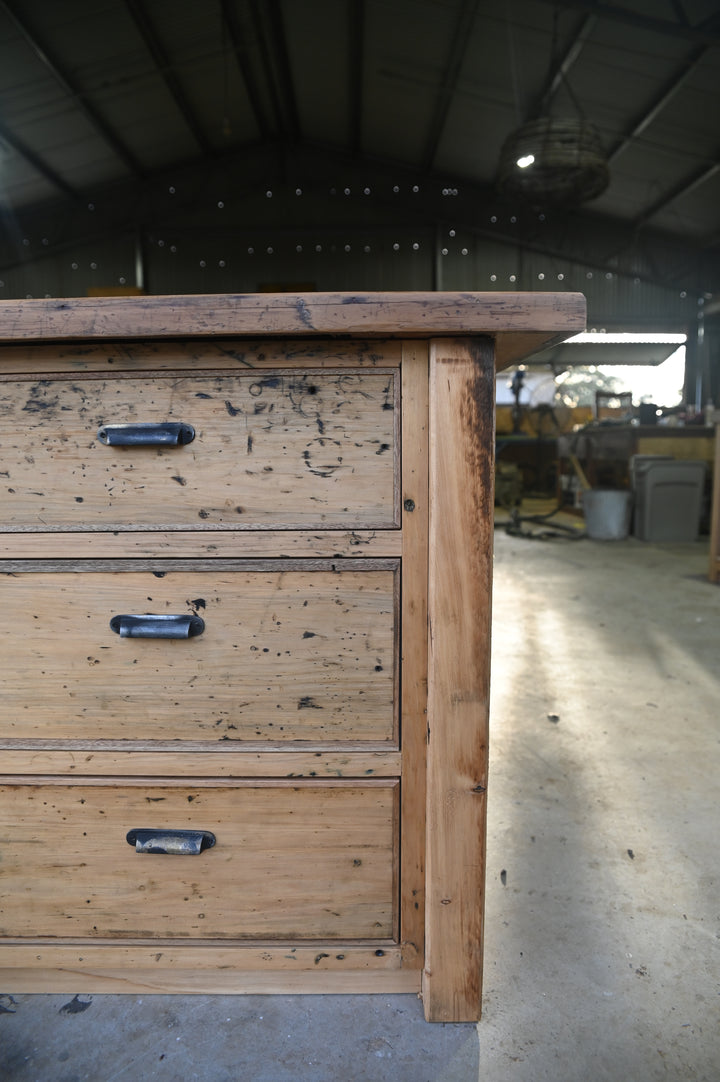 Reclaimed Antique Pine Island Bench