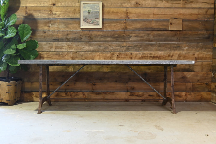 Stunning Lead Table with Marble Inlay