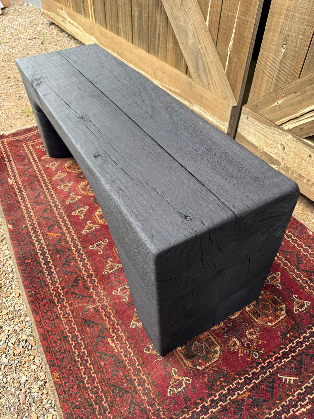Sculpted Blackbutt timber benchseat