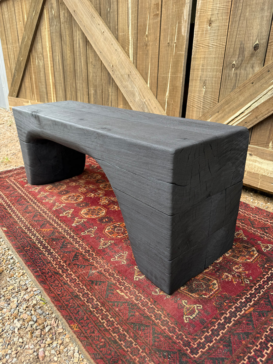Sculpted Blackbutt timber benchseat